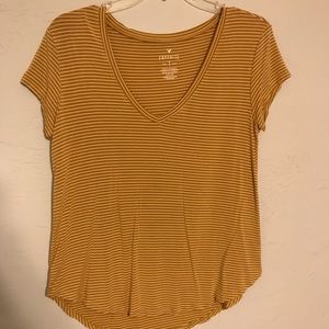 Mustard Yellow and White Striped AE Tee
